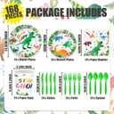 168PCS Watercolor Dinosaur Birthday Party Supplies Dinosaur Theme Birthday Party Decoration Includes Paper Plates Cups Napkins Knives Forks Spoons Tableware for Boys Girls Serves 24 Guests
