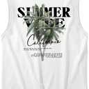 Men's Sleeveless Summer Tank Tops Tropical Crew Neck Cool Cut Off Muscle Shirts (White, M)