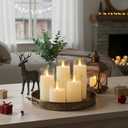 Homemory Ivory White Flickering Flameless Candles, Battery Operated Acrylic LED Pillar Candles with Remote Control and Timer, Set of 5