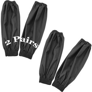 Yzurbu 2 Pairs Arm Sleeves Covers, PU Oversleeves Protector for Arm with Four-Needle Elastic Cuffs, Waterproof, Oilproof, Acid and Alkali Resistant Black