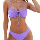 ZAFUL Women High Cut Bikini Sets String Sexy Swimsuit Two Piece Underwire Bathing Suit Brazilian Cheeky Cut Out Cute Swimwear (Small, Purple)