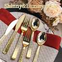 150PCS Gold Plastic Silverware, Heavy Duty Plastic Cutlery Set, Disposable Utensils - 50 Forks, 50 Spoons and 50 Knifes for Party, Wedding and Events
