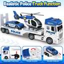 SpringFlower Toddler Boy Toys, 25" Large Police Truck Toy with Racing Car and Helicopter,3 in 1 Police Car Boy Toy, Christmas Birthday Gifts for Kids 3 4 5 6 Years Old