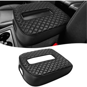 KBH Center Console Armrest Cover for 2007-2014 Chevy Silverado & Tahoe & Avalanche & Suburban, GMC Sierra & Yukon, Vinyl Leather, Floor Console Bucket Seat, Black