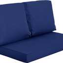 Outdoor Loveseat Cushion, Waterproof Weather & Fade Resistant Seat and Backrest Cushion Set for Patio Furniture, 46x24 Inch, Navy
