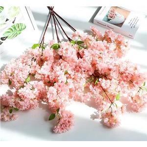 Sunnyskar 10Pcs Fake Long Stem Blossom (4 Stems/Piece) Simulation Encrypt Cherry Blossoms for Wedding Home Decorative Artificial Flowers - (Color: Pink)