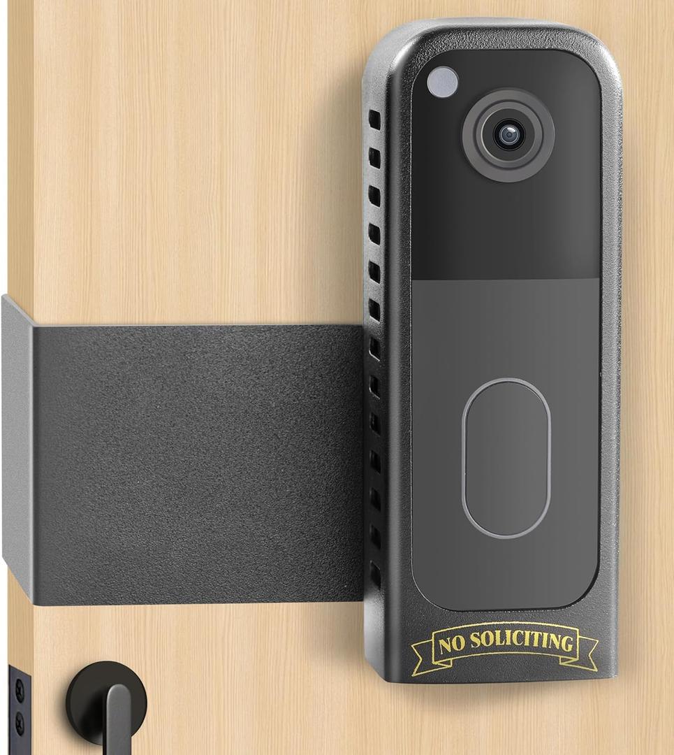 Blink Doorbell Mount No Drill, Anti-Theft All Metal Mount Bracket for Blink Doorbell 1st & 2nd Gen, No Block Motion Sensor, Black/White