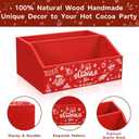 QIKSION 1 Pcs Hot Cocoa Bar Station Supplies, Wood Hot Chocolate Bar Organizer Accessories, Chocolate Bar Containers for Christmas Holiday