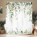 LIGHTINHOME Sage Green Shower Curtain 72Wx72H Inches, Watercolor Eucalyptus Leaves Summer Bathroom Curtains, Botanical Plants Earthy Waterproof Fabric Shower Curtains for Bathroom Decor with Hooks