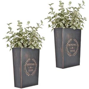 LESEN Rustic Metal Wall Planter Country Home Hanging Wall Vase Pocket for Plants or Flower Indoor or Outdoor Farmhouse Wall Decor,Set of 1