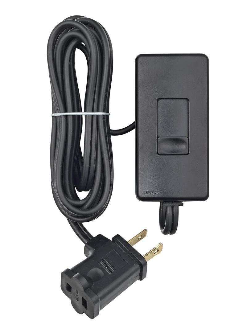 Leviton Table Top Plug in Lamp Dimmer for Dimmable LED, Halogen and Incandescent Bulbs, TBL03-10E, Black