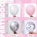 PartyWoo Pink White and Silver Balloons 66pcs 12 Inch Baby Pink Pearl White Silver Confetti Balloons for Graduation Baby Shower Birthday Gender Reveal Anniversary Bachelorette Party Decorations
