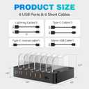 Charging Station for Multiple Devices 68W 6 Port Phone Charger Dock with 6 Cables, 20W Black Fast Charging Station Compatible with Apple Cellphone iPad iPhone Tablet(Black)