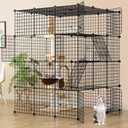 DIY Cat Cage, Detachable Metal Wire Large Kitten Enclosure with Two Ladders, Indoor Outdoor Kennels Playpen, Crate Large Exercise Place for 1-4 Cat (41L x 41W x 55H)