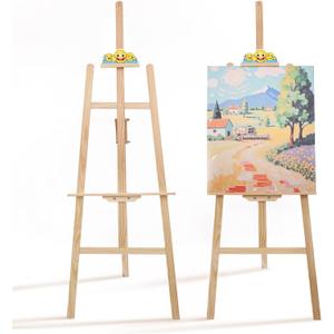 Wooden Easel Stand for Sign and Painting - Adjustable Artist Easel for Adults - Home & Wedding Display, Art Easel with Canvas Holder for Studio, Classroom (Primary Colour)