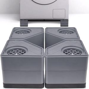 Anti Vibration Pads for Washing Machine - Double Heighten Washer and Dryer Pedestals High Hard Wearing Square Rubber Foot Pads, Noise Cancelling and Shock Support Protects Pedestals (3.14 Inch Double Heighten)