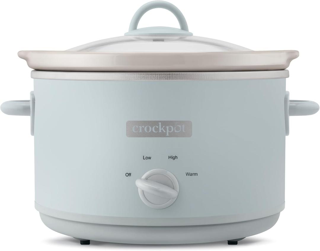 Crock-Pot Design Series 4.5-Quart Manual Slow Cooker, Serves 5+ People, Great for Chili, Soup, Stews, & More, Removable Stoneware is Oven & Dishwasher-Safe, Macaroon Blue