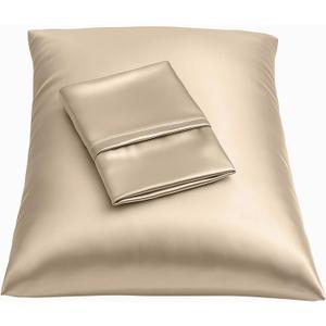 BLISSFORD Satin Pillowcase with Zipper, for Hair and Skin Care, Feels Soft and Cool Like a Silk Pillowcase, Satin Pillow Cases 2 Pack, Slik Pillow Cover, Taupe - Standard Size, Set of 2