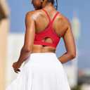 RUNNING GIRL Sports Bra for Women,Y Back Molded Cup Medium Impact Sports Bras with Sewn in Pads (Red, XXL)