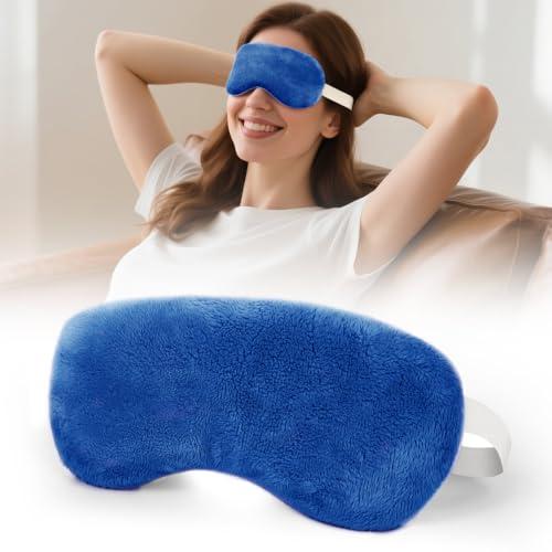 Microwave Heated Eye Mask, Steam Warm Compress for Dry Eyes, Work with Relieve, Blepharitis & Stye Treatment (Blue)
