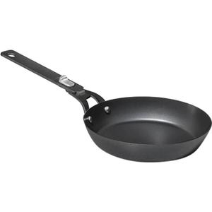 OXO Outdoor Pre-Seasoned Carbon Steel 8" Frying Pan Skillet, Detachable Handle for Easy Storage, Indoor Use, Nonstick with Use, Induction Suitable, Oven & Broiler Safe,Browning, Grill,Sear,Saute,Black