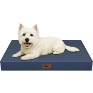 Outdoor Dog Bed for Small Dogs & Cats, Waterproof Dog Crate Mat Orthopedic Egg Crate Foam with Washable Removable Oxford Cover, Navy
