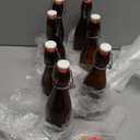 Vesici Swing Top Glass Bottles Set Amber Homemade Vanilla Extract Bottles with Stoppers Stickers Caps Jar Brush Funnel Rope Labels Vanilla Extract Jars for Christmas DIY Crafts ( Set of 7 )