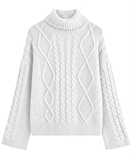 PRETTYGARDEN Fall Sweaters for Women 2025 Oversized Chunky Cable Knit Turtleneck Long Sleeve Winter Pullover Sweater Tops (Small, White)