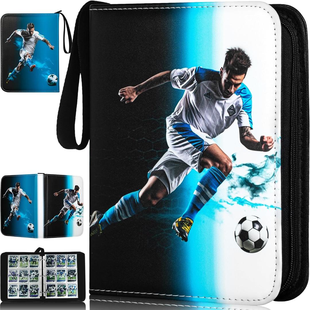 RONMONG Soccer Card Binder,2025-2026 Sports Trading Card with Sleeves Holder Album,990 Pockets Soccer Card Holder Sheets Display Storage Protectors for Collectors Boys and Girls Gift