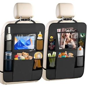 AXELECT Only 1Pack Car Backseat Organizer with Touch Screen Tablet Holder,6 Storage Pockets Protectors Kick Mats,Car Back Seat Cover Protector Travel Accessories for Kids