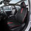 Custom Fit Seat Covers for 2025-2026 Toyota Camry Hybrid LE SE & 2026 Nightshade - Full Set Premium Waterproof Faux Leather Car Seat Protectors (Black+Red Line)