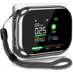 Upgrade 4 in 1 Portable Carbon Monoxide Detector and Natural Gas Detector Combo, HD Digital Screen Carbon Monoxide Detectors Plug in Wall with Temp & Humidity, CO & Gas Detector Alarm for Home Travel