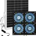Solar Exhaust Fan for Chicken Coop with 25W Solar Panel & 4-Pack High-Speed Brushless DC Fans, Solar Powerd Shed Ventilation Fan for Chicken Coops, Greenhouses, Sheds, Pet Houses