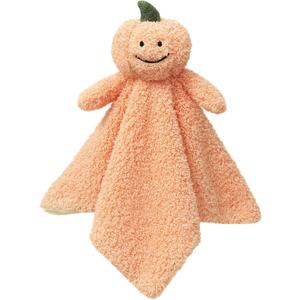 Baby Orange Pumpkin Soft Stuffed Animal Security Blanket, Plush Pumpkin Character Lovey Blanket, Baby Shower/Nursery Gift, Newborn Infant Toddler Snuggle Blankie for Boys Girls, 14 Inches