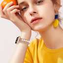 fastgo Beaded Bracelet Band Compatible with Apple Watch Band 44mm/45mm/42mm/49mm Women(Rose Gold)