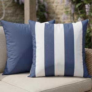ZICOTO Decorative Outdoor Pillows Set of 2 - Waterproof 18x18 Throw Pillow Covers for Porch and Patio Furniture Decor - Durable Weather Resistant Cushions for Garden, Balcony or Backyard Seating