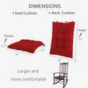 ELFJOY Rocking Chair Cushion Kitchen Chair Cushions with Seat Back Cushion Smooth and Comfortable Chair Pads with Ties 17x17 inch + 17x21 inch, Red