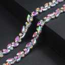 1 Yard Rhinestone Trim Chain Silver AB String Strips Crystal Applique Fringe Ribbon Beads Sewing for Dress DIY Party Wedding Bouquet Decoration Bridal Costume Embellishment