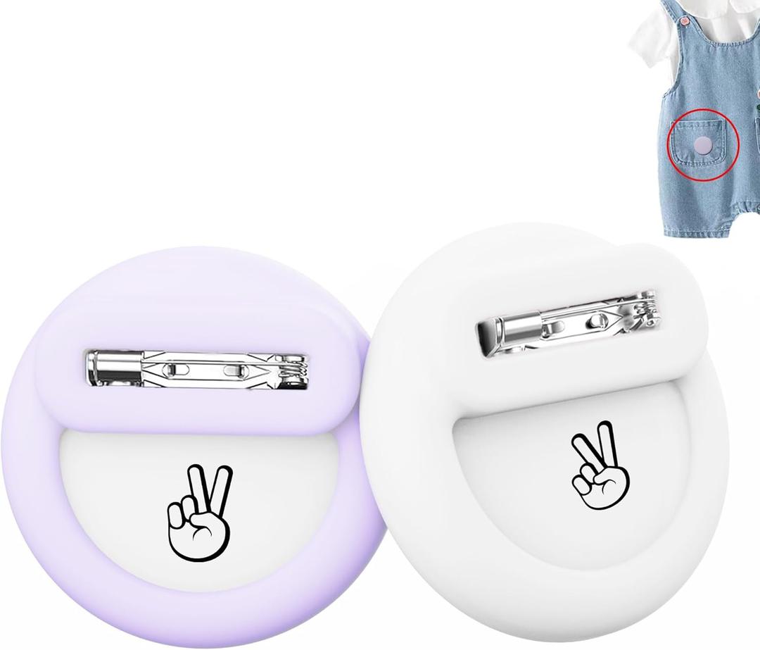 for Air Tag Holder for Kids (2 Pack), Hidden GPS Tracker Case with Invisible Pin for Airtag, Silicone Protective Cover for Toddlers, Children, Elderly, Cloth, Pants, Shoe, Backpack(White+Purple)