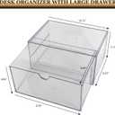 Clear Desk Organizers and Accessories, 2 Pack Plastic Drawer Organizer for Office Supplies, Marker Pen, Art Crafts, Stationery, Coffee Pods, Stackable Home Storage (2 Drawers)