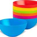PLASKIDY Plastic Bowls Set of 12 Kids Bowls - 24 Oz Microwave & Dishwasher Safe, BPA Free, Brightly Colored for Cereal, Soup, Snack, Fruit or Salad