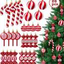 28 Pcs Candy Cane Ornaments for Christmas Tree Decoraions,Candy Cane Christmas Decorations,Plastic Peppermint Ornaments for Tree Party Hanging Decor Holiday Red and White Decoration (Red)