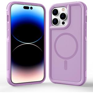 Sansunto Magnetic Case for iPhone 15 Pro Max 6.7, Compatible with MagSafe, Shockproof Dual Layer Slim Lightweight Back Phone Cover 6.7 inch, Raised Edges Protect Camera & Screen (Lilac)
