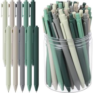 Crtiin 100 Pcs Gel Pens Bulk, 0.5mm Fine Point Black Ink Pens, Retractable Smooth Writing Quick Dry, Colored Aesthetic for School Office Journaling Teacher Appreciation Mother Day Gift (Green Series)