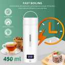 Travel Electric Kettle Portable Small Mini Tea Coffee Kettle Water Boiler, Water Heater with 4 Temperature Control,304 Stainless Steel with Auto Shut-Off & Boil Dry Protection, BPA-Free (White)