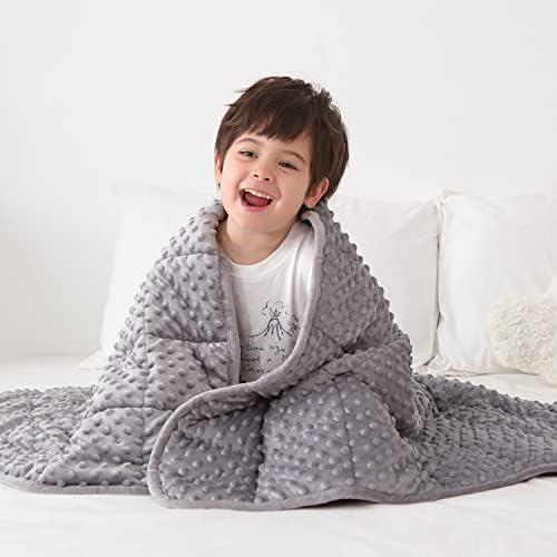 Huloo Sleep Kids Weighted Blanket Twin 5lbs (36"×48",Gray) Breathable Soft Minky Weighted Throw Blanket for All Season,Heavy Blanket with Premium Glass Beads