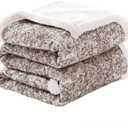 SE SOFTEXLY Throw Blanket, Reversible Sherpa Blanket with 30% Wool and 70% Cotton, Fuzzy Plush Fluffy Soft Blanket, Fall Winter Blanket for Couch Bed Sofa Chair (Coffee, 50" x 60") (50"x60", Coffee)