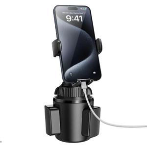 APPS2Car Universal Car Cup Phone Holder | Quick Extension Long Arm | 360 Swivel | Adjustable for iPhone, Samsung, Google, and All Smartphones | Stable & No Shake Design (Black)