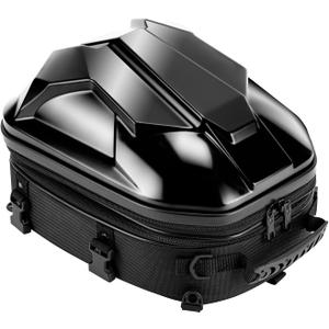 SUNPIE Motorcycle Tail Bag 15L-20L Expandable Motorcycle Luggage Backpack Helmet Bag ABS Hard Shell Waterproof Motorbike Storage Bags, Dual Use Luggage Rucksacks with Storage(Black), One Size