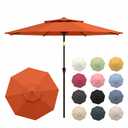 Patio Kingdom 10FT Patio Umbrella, 2 Tier Outdoor Table Umbrella, Large Vented Market Umbrellas with Push Button Tilt and Crank, 8 Sturdy Ribs for Backyard, Deck, Pool, UPF50+ UV Protection, Orange